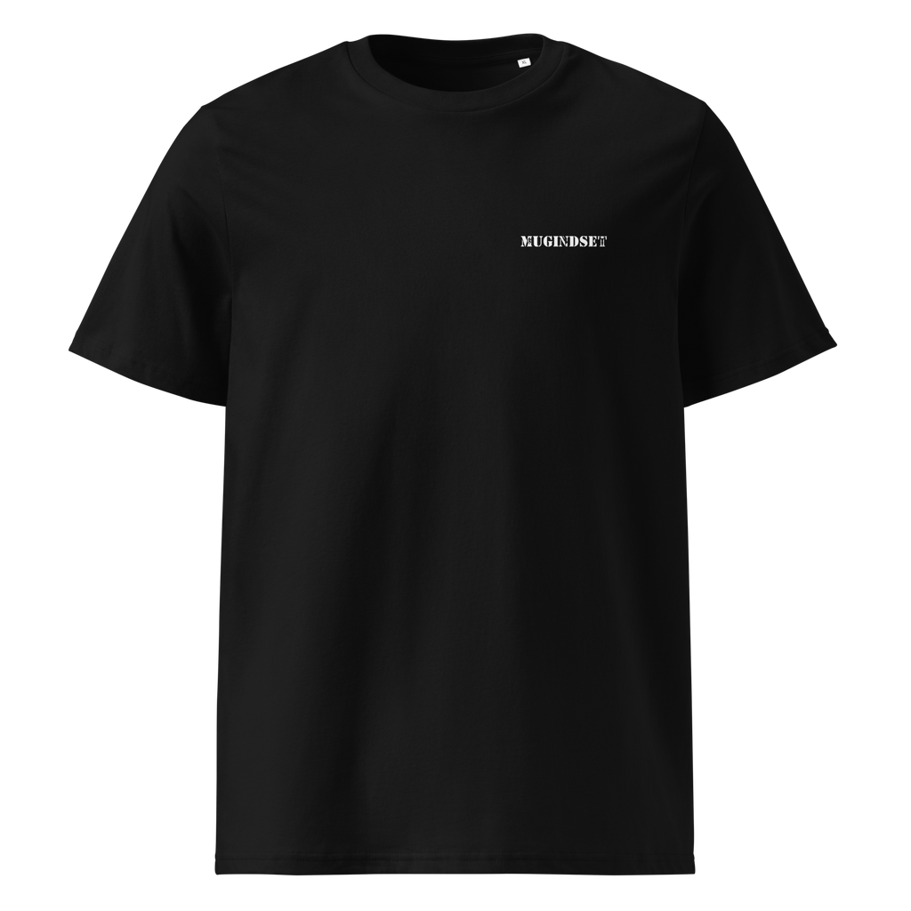 Mugindset black streetwear t-shirt — front view