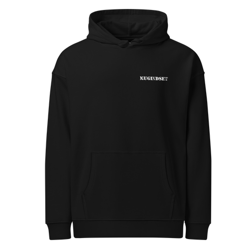 Mugindset black oversized hoodie — front view